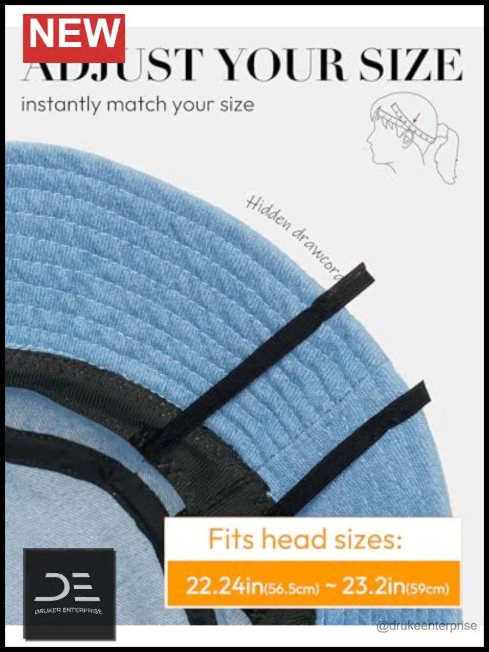 100% Cotton Bucket Hat with Adjustable Drawstring - Unisex Sun Hat for Beach
